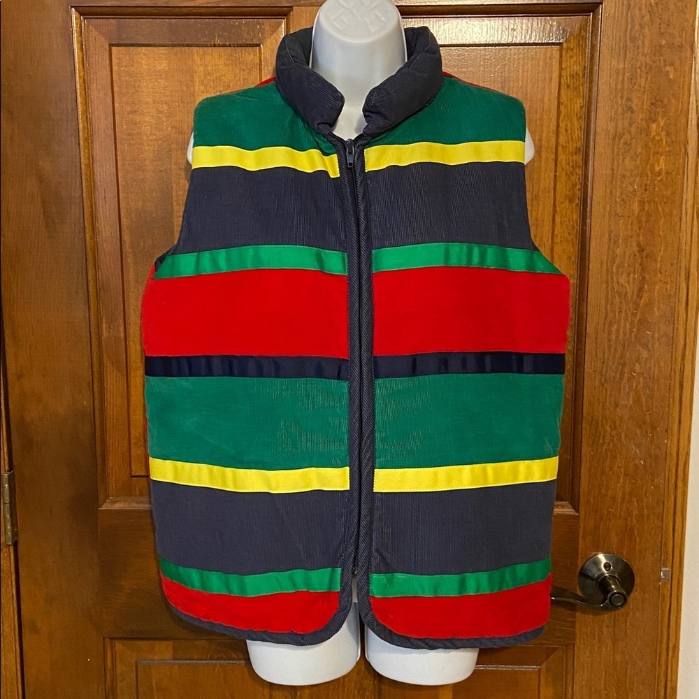 Vintage Candy Wrappers Corduroy Full Zip Vest Multicolor Retro  Size Medium